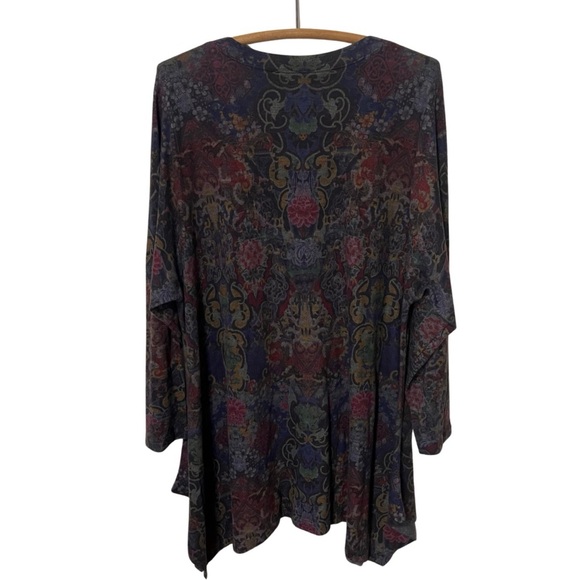 Soft Surroundings Floral Scoop Neck Handkerchief Hem Long Tunic Paisley Size 3X - Picture 4 of 12